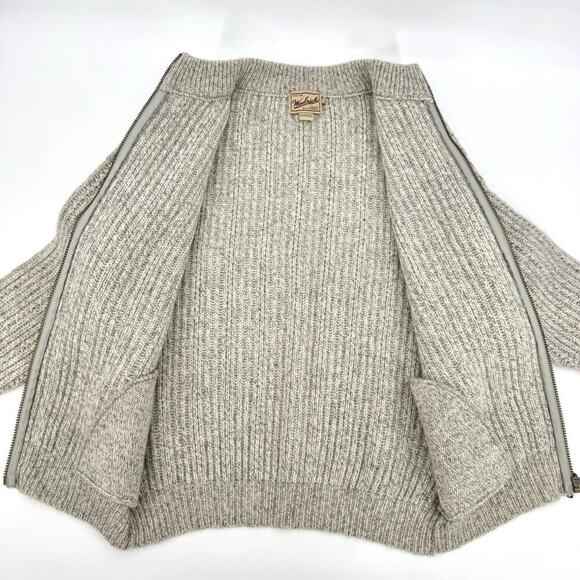 VTG Woolrich Sweater Cardigan Men's Large Wool Blend Full Zip Fisherman Chunky - Picture 4 of 9